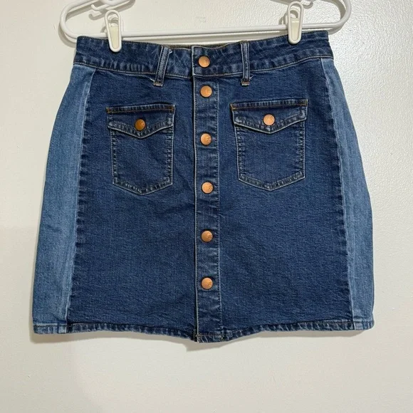 Madewell Stretch Denim Straight Mini Skirt Snap Button Closure Women’s Size 29 - Picture 13 of 13